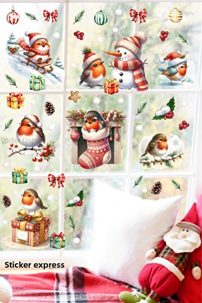 Sticker Ekspres Set de autocolante de perete pentru uși de sticlă de Anul Nou...