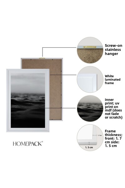 HOMEPACK Set cadru laminat alb 3 piese Pictură Hpn01