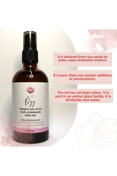 Ozz 100% Natural Rose Water Oil-Free Pore Firming & Skin Tonic for Sensitive Skin