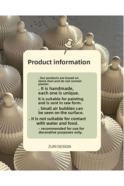 ZURİ DESİGN Bohemian Style Concrete Scandinavian Vase and Decorative Gift Beaded Base Set - Natural Ecru