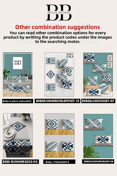 Belle Benoit Σετ 6 Μπλε και Λευκό Σχέδιο Διπλής Όψης εμπριμέ, Διακοσμητικό, Κάλυμμα μαξιλαριού καναπέ, Κάλυμμα μαξιλαριού για ριχτάρι