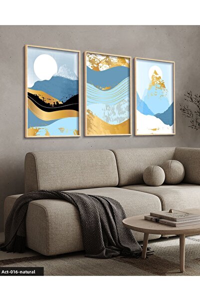 Evinemoda Abstract Mountain Visual 3 Piece Wooden Framed Painting Act
