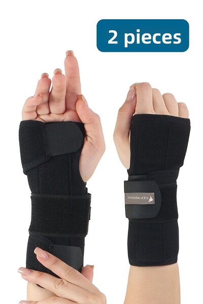 Flexy Medical 2Pcs Hand Wrist Brace Splint with Palm Steel Support Carpal Tun...
