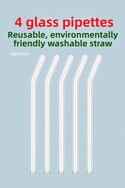 adornazzle Transparent Glass Pipette, Thick Glass Pipette, Oblique Glass Pipette, Reusable Pipette (4 Pieces)