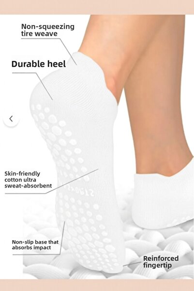 NF ND ENEFENDİ Șosete albe unisex pentru yoga, pilates și tawaf, cu talpă ant...