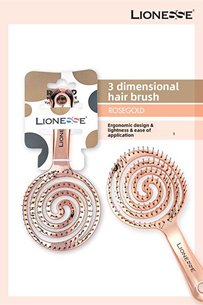 Lionesse Three Dimensional Hair Brush 8592 - Rosegold , Fast Dryer , Flexible