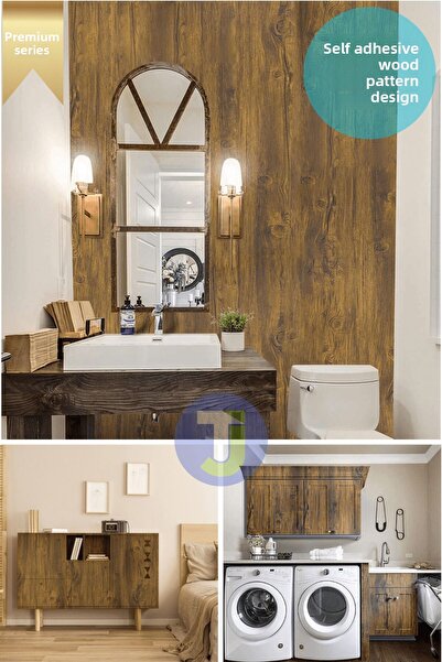 Technojet Self Adhesive Natural Wood Textured Wall Cabinet Table Kitchen Countertop Veneer 60cmX500cm