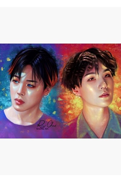 Universal Foc/apă - Jimin - Yoongi Tablo Poster decorativ din lemn Cod1802