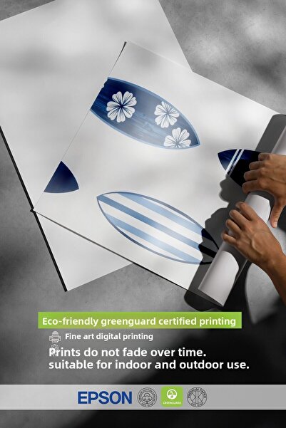 Postifull Black Framed Poster, Surfboard, Illustration, Blue Color Poster, 2025 Summer Selection, No:109596