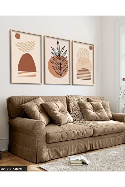 Evinemoda Abstract Design Bohemian Style 3 Piece Wooden Framed Painting Act