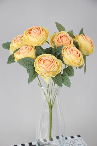 Yapay Çiçek Deposu باقة ورد صناعي 7 بيضة الفاوانيا 45 سم سلمون