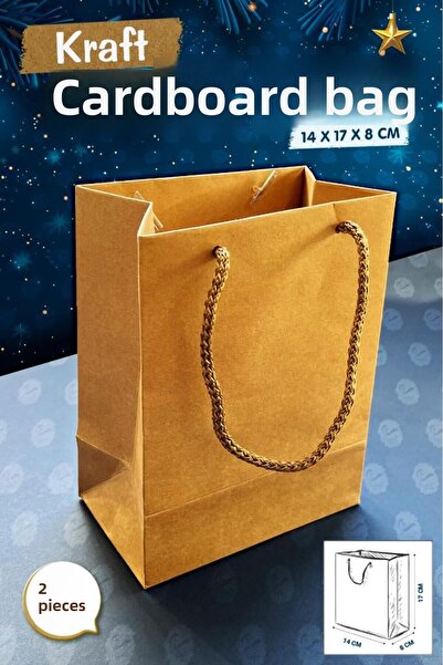 t tuğset etiket Τσάντα δώρου Kraft Cardboard - Σετ 2 14*17*8cm T1068