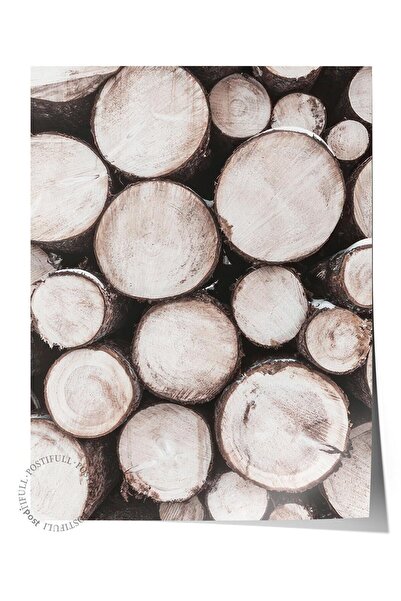 Postifull Poster Pile of Wood, Poster de perete fără cadru, Pictură verticală...