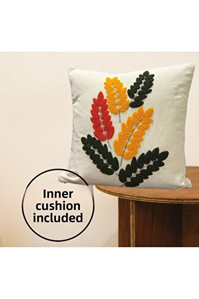 DENBU TEKSTİL وسادة رمي ملونة منقوشة على شكل سبايك مع حشوة داخلية قطعة واحدة