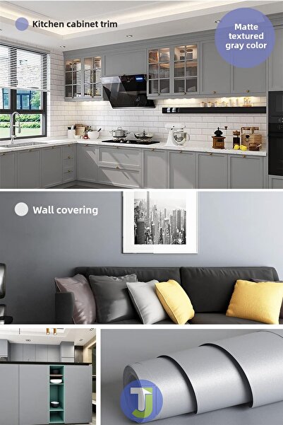 Technojet Self Adhesive Matte Gray Kitchen Bathroom Countertop Wall Cabinet And Table Covering 60cmx100cm