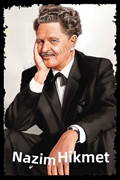hediyeniburadabul Ξύλινος πίνακας / αφίσα με θέμα τον Ναζίμ Χίκμετ