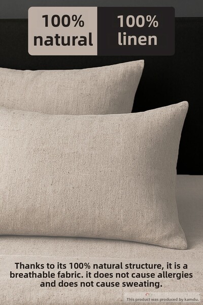 QURRY 2 Pieces of 100% Raw Linen Cotton Cover Pillow Case, Organic Pillow Case, Elegant Pillow Case