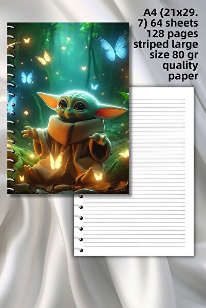 daily notebook دفتر مدرسي مخطط من YODA، 64 ورقة حلزونية مقاس A4 كبير (21 × 29...