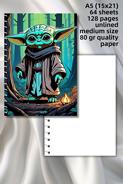 daily notebook دفتر مدرسي غير مبطن من YODA، 64 ورقة/128 صفحة حلزونية مقاس A5 ...