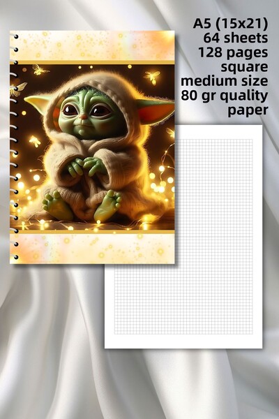 daily notebook دفتر مدرسي مربع من YODA، 64 ورقة/128 صفحة حلزونية مقاس A5 متوسط ​​(15 × 21 سم)