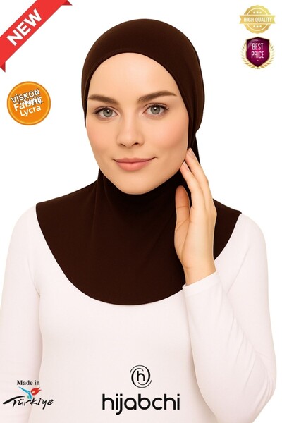 hijabchi Κασκόλ Χιτζάμπ με Λαιμόκοψη XL - Υφασμάτινο Βισκόζη Φαρδιά Εφαρμογή - Κασκόλ για Διαβητικούς - Πικρό Καφέ