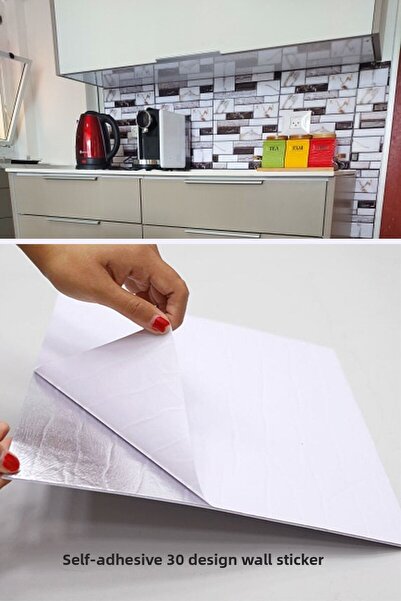 TechnoSmart 1pc 30cmx30cm 3d Self Adhesive Wallpaper Covering Waterproof Kitchen Bathroom