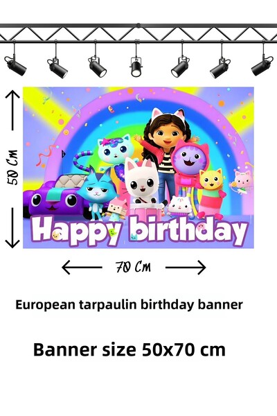 snowparty Κουκλόσπιτο Γκάμπι: Πανό γενεθλίων με θέμα το Ονειροσπίτο της Γκάμπι