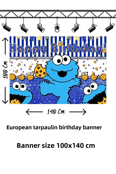 snowparty Πανό γενεθλίων με θέμα το Τέρας των Μπισκότων της οδού Σουσάμι