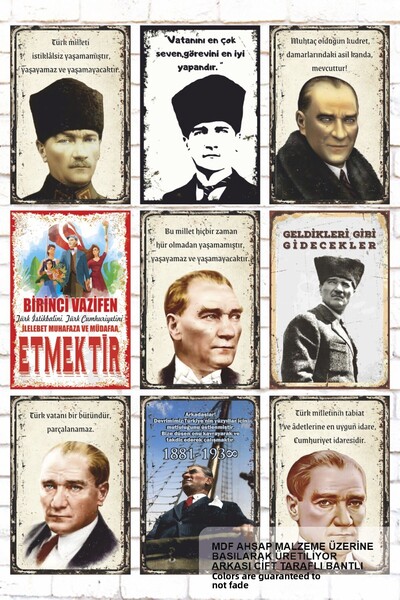 Hayat Poster Ataturk spune că 9 piese Set de pictură din lemn mixt Ataturk sp...