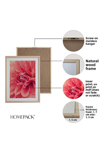 HOMEPACK Natural Wooden Framed 5-Piece Painting Set Hpn010