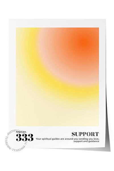 Postifull Σειρά Aura NO:136 - 333 Κίτρινο και πορτοκαλί αγγελικό αριθμό έγχρω...