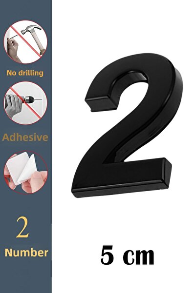 NZB لاصق رقم الباب مقاس صغير 50 مم 5 سم رقم 2 رقم اثنين عدد ارقام لون اسود 1 ...