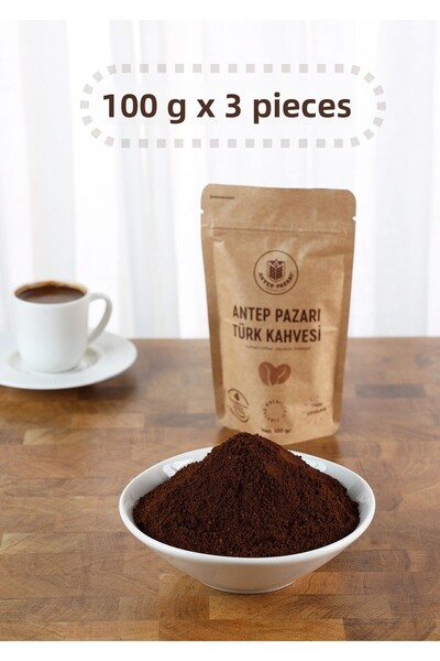 Antep Pazarı Antep Pazari Turkish Coffee-Medium Roasted-100 g X 3 Pcs