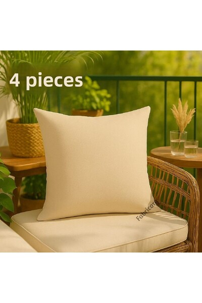 fabricorg Duck Cloth Throw Pillow Cover Suitable for Punch Light Beige (40X40 cm) 4 Pieces