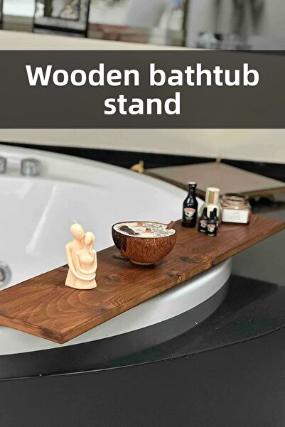 Moola Masă de cadă din lemn, cadă cu hidromasaj și masă de baie deasupra căzii, tavă pentru baie de culoare nuc