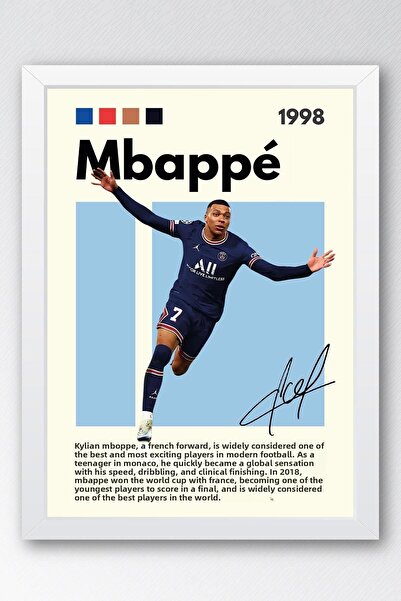 Saturn Pictură înrămată Kylian Mbappe - Pictură decorativă cu poster pentru jucător de fotbal