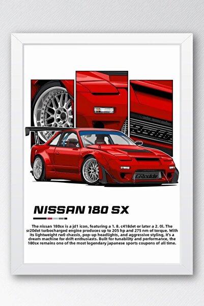 Saturn Tablou cu cadru Nissan 180 SX - Poster Nissan Car