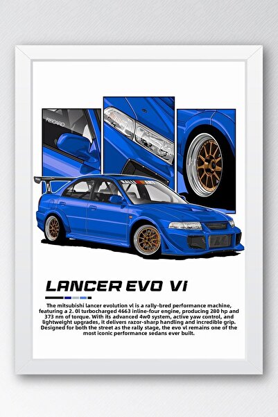Saturn Tablou cu cadru compatibil Lancer Evo VI - Poster Mitsubishi Car
