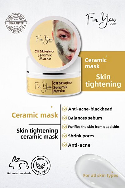 For You Gold شد المسام، مضاد لحب الشباب، شد البشرة، قناع الطين الخزفي 100 مل