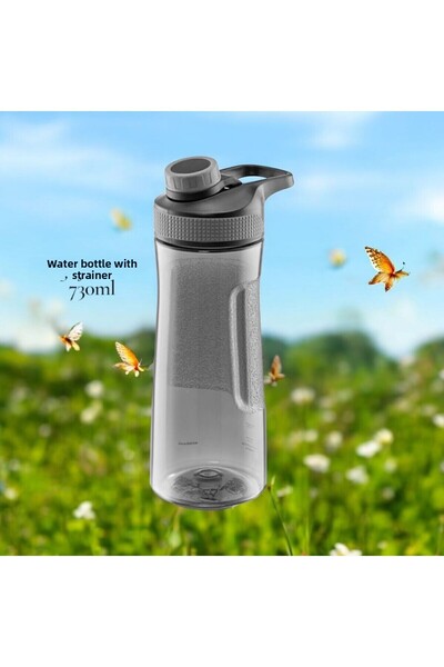 HOLLYHOME Water Bottle, Water Container with Strainer, Plastic Water Bottle, Water Bottle, 730 ml Anthracite