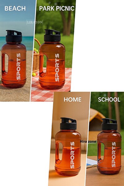 LİRAZON زجاجة مياه سعة 2200 مل، زجاجة مياه تحفيزية مزدوجة اللون، مناسبة لشاي التخلص من السموم، خالية من مادة BPA