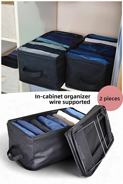 umbellatum 2 Pieces Closet Organizer 45X25X20 Shelf Organizer Foldable Clothing Storage Organizer