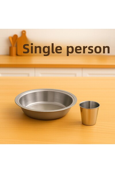 Metler 20 cm Stainless Steel Plate + Stainless Steel Cup |   1 Person Camping...