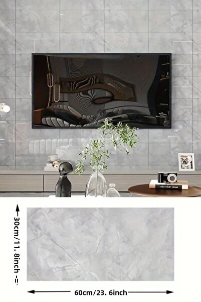 AYACO Autocolant de perete din plastic cu model de marmură gri, din aluminiu,...