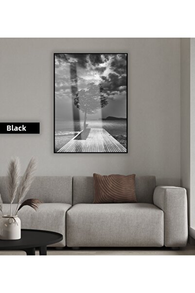 Harikabirev HARİKABİREV | MODEL DE MARE ȘI PĂRĂTĂ NEGRU-ALB | TABLA DE STICLA...