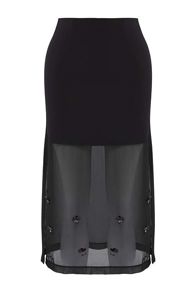 Trendyol Collection Black Stone Appliqued Midi Party Skirt Tpraw26Et00000