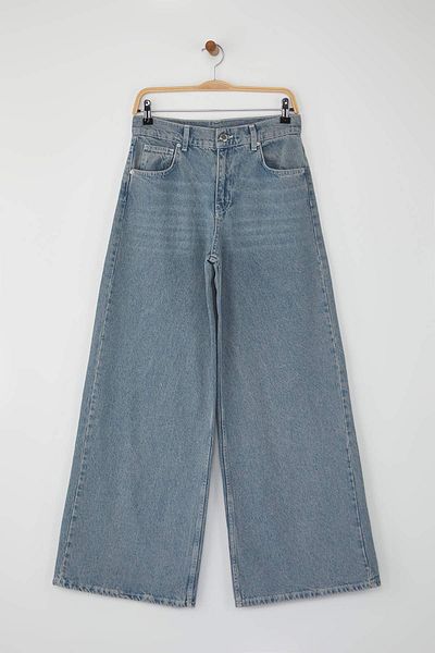 Trendyol Collection Teen Gray High Waist Wide Leg Wide Leg Palazzo Jeans Twoaw26Je00065
