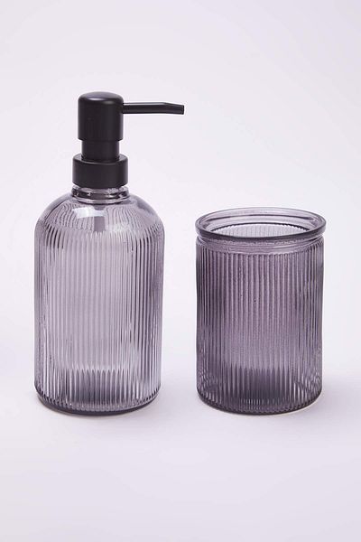 Trendyol Collection 2-Piece Glass Toothbrush Holder & Soap Dish Bathroom Set Tphaw26Sbn00000
