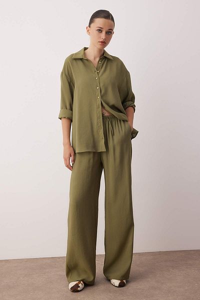 Trendyol Collection Khaki Shirt Pants Woven Bottom - Top Set Twoaw26Au00034