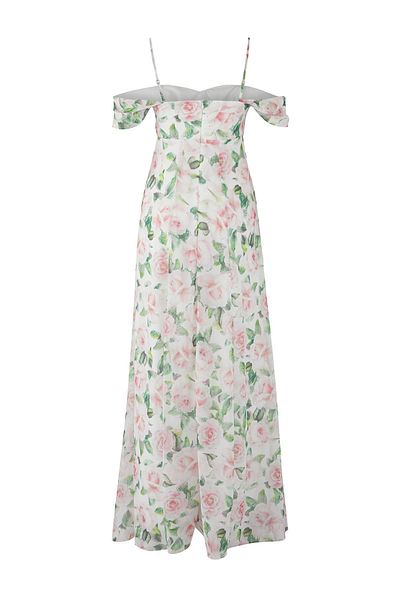 Trendyol Collection Multicolored Floral Chiffon Woven Low Sleeve Graduation Evening Dress Tprss25Ae00185